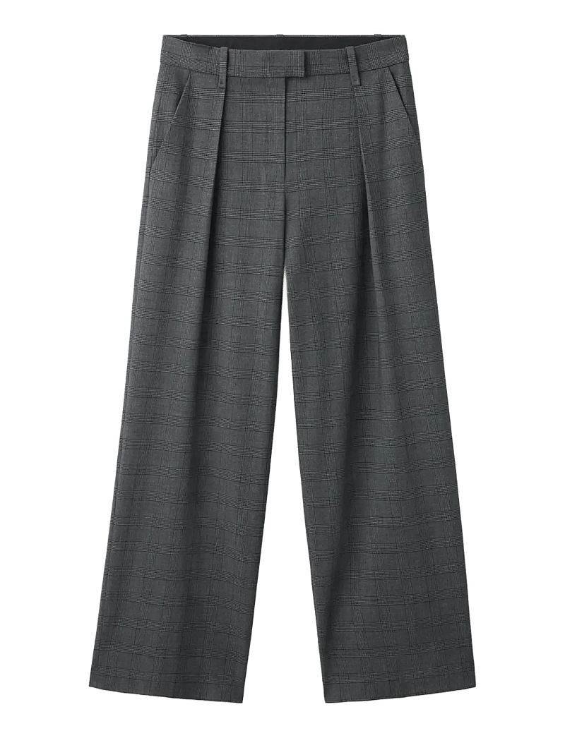 Mango - Pleated check-print suit trousers - dressbukser - grey - 1