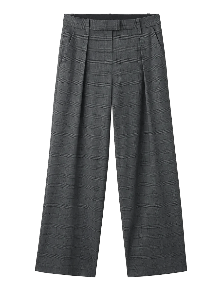 Mango - Pleated check-print suit trousers - kostymbyxor - grey - 1
