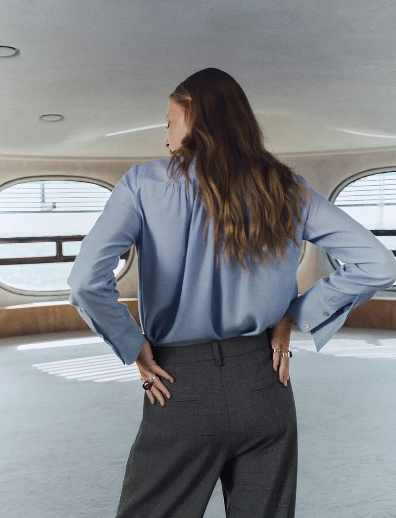 Mango - Pleated check-print suit trousers - dressbukser - grey - 0