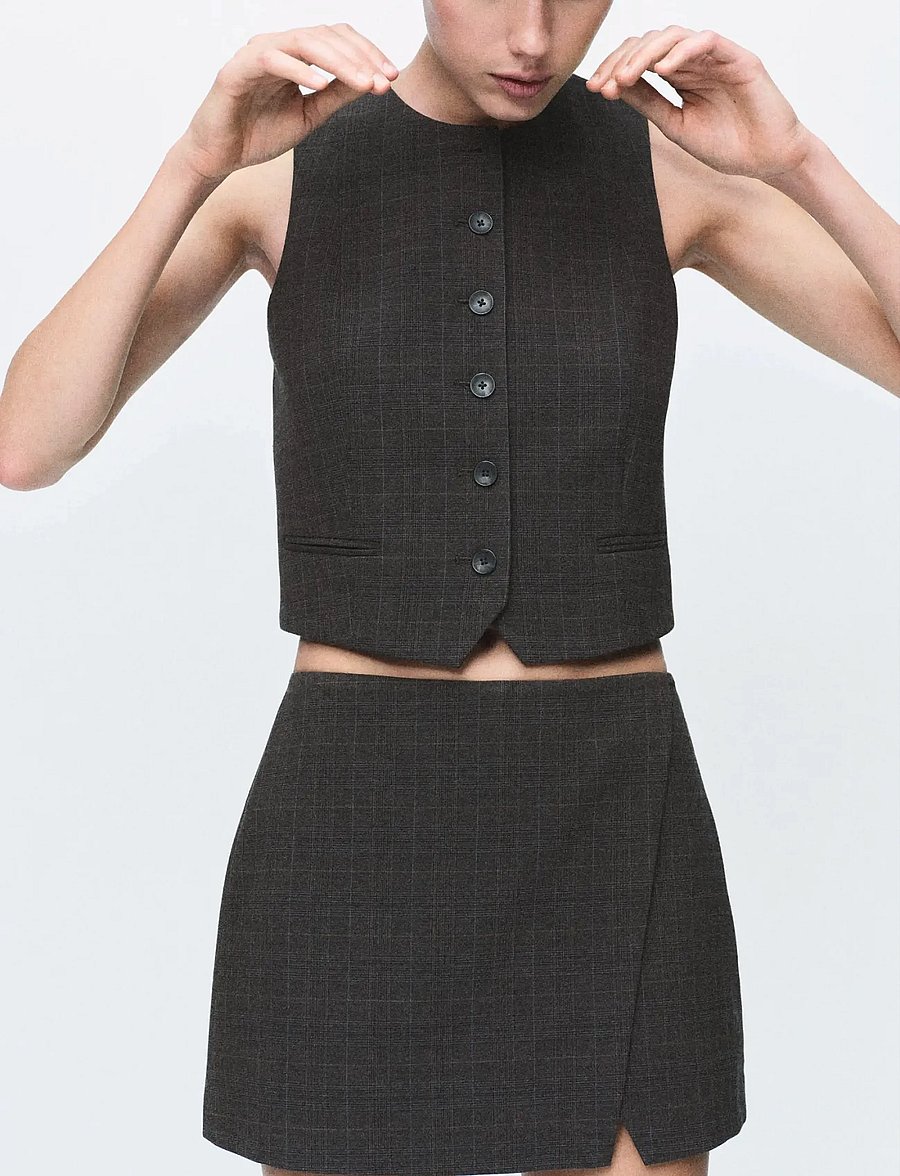 Mango - Check wrap skirt - omlottkjolar - brown - 0