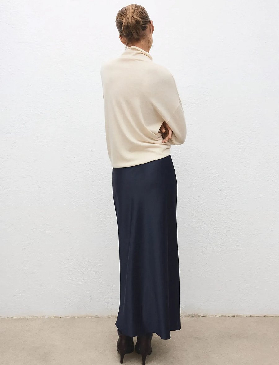 Mango - Satin long skirt - satinröcke - navy - 2