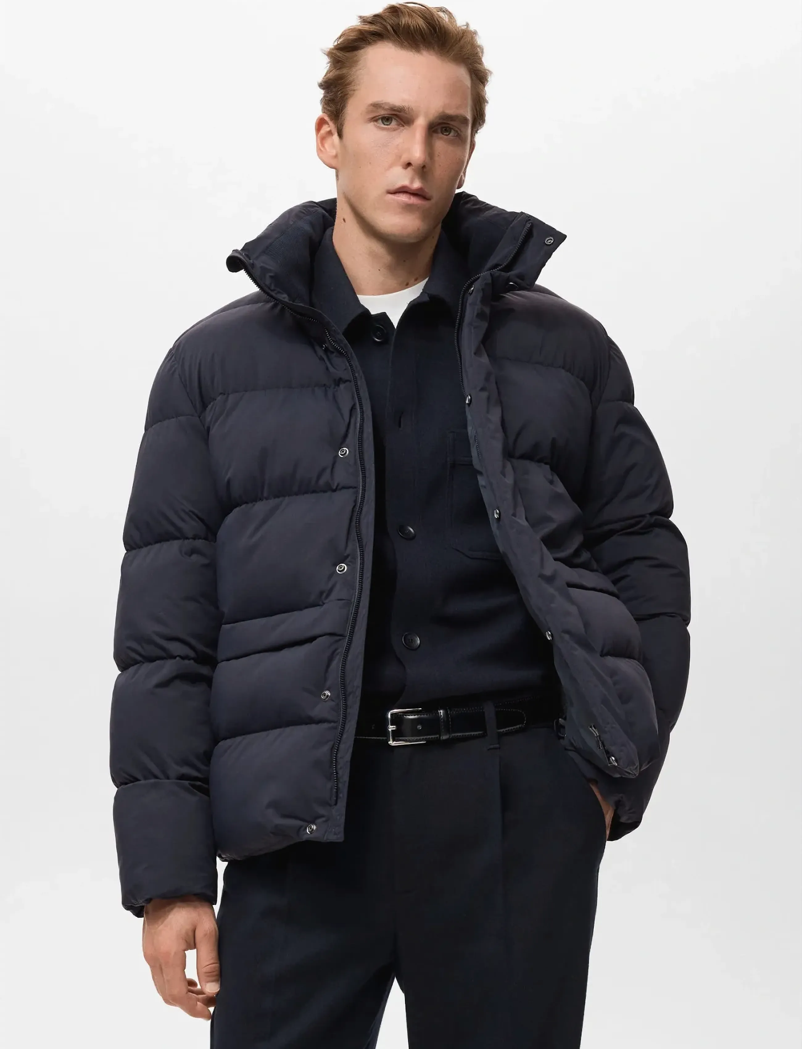 Mango Short Water-Repellent Puffer Jacket, M, Navy, Jakker > Quiltede Jakker, Herre
