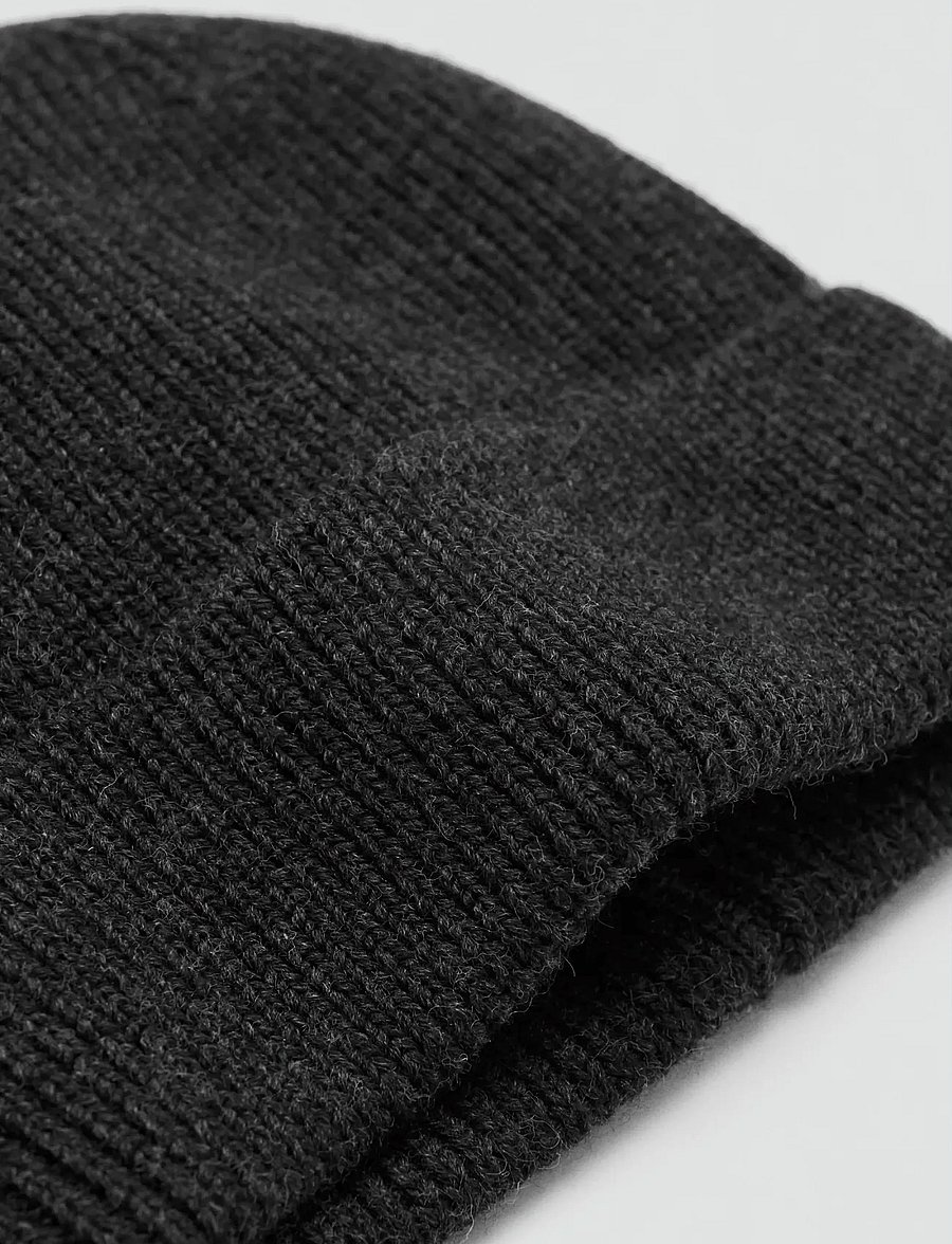 Mango - Ribbed wool hat - kollektioner - dark grey - 0