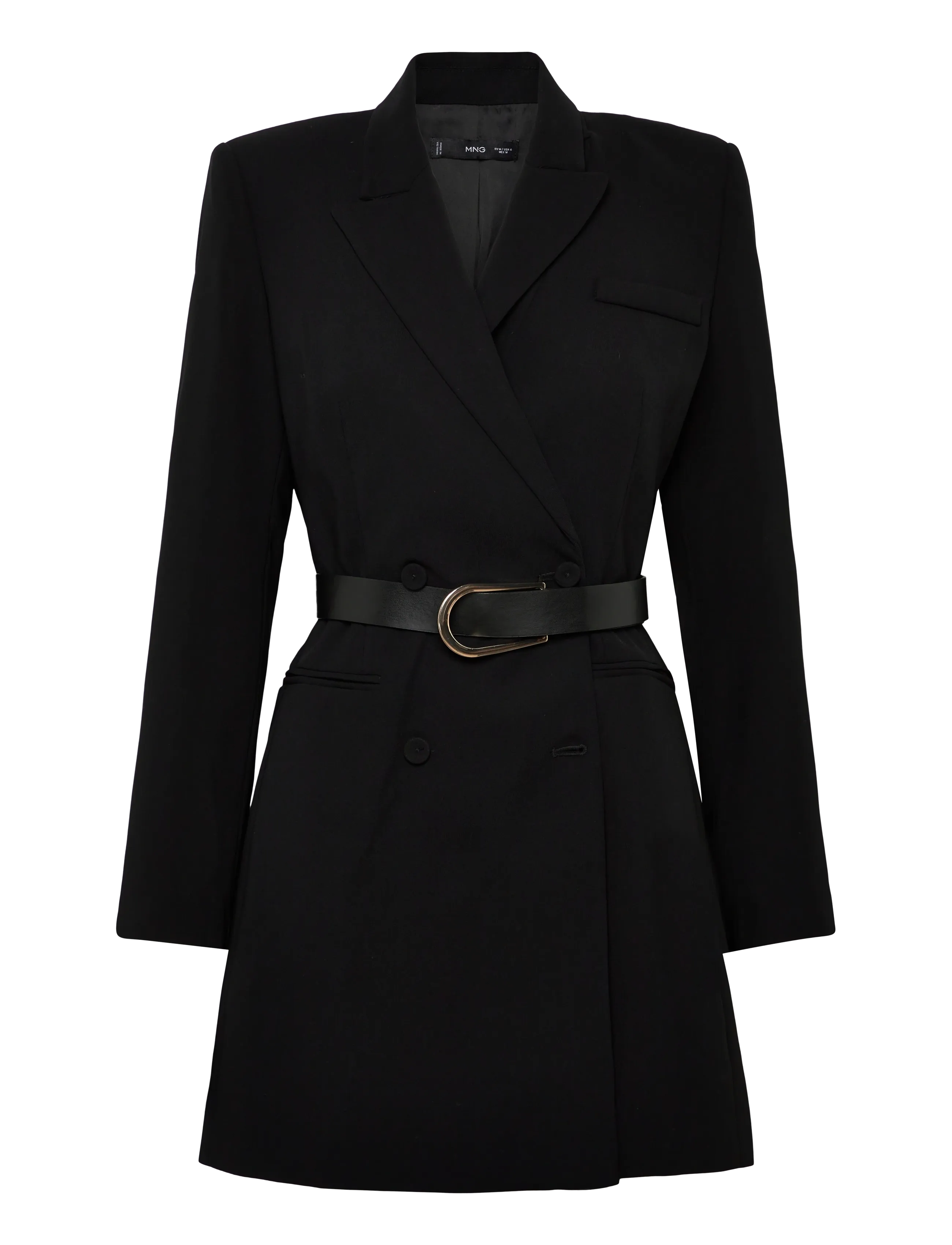 Mango Blazer-style dress with belt - Kokteilikleidid - BLACK / black