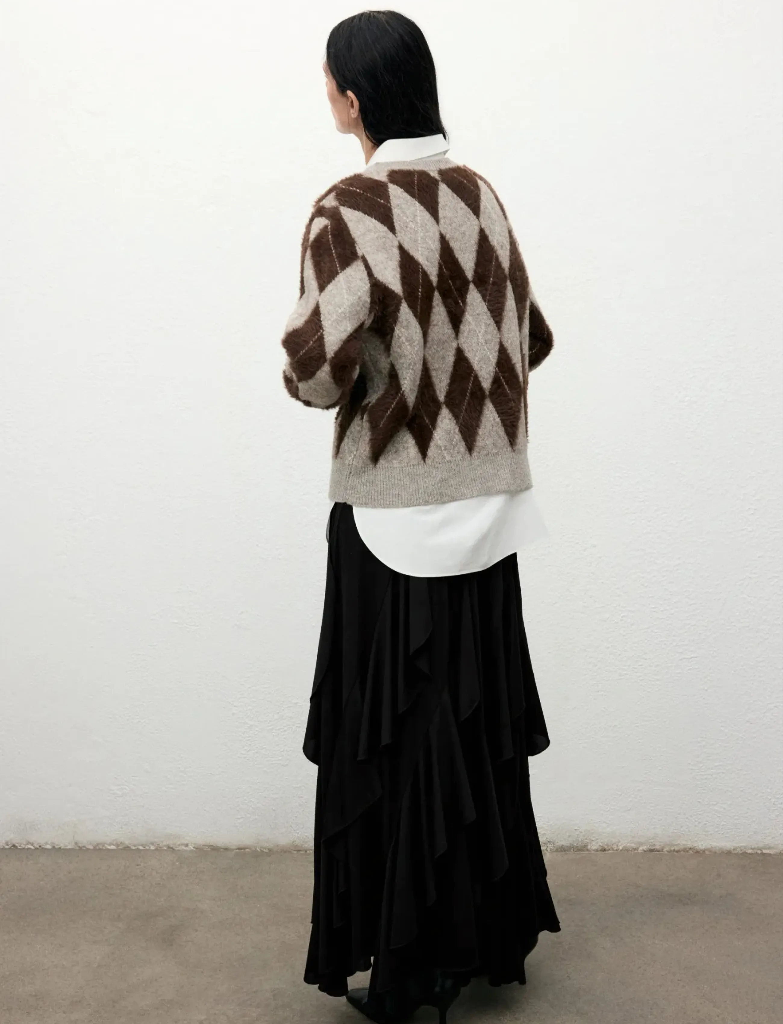 Mango - Asymmetrical ruffled skirt - black - 3