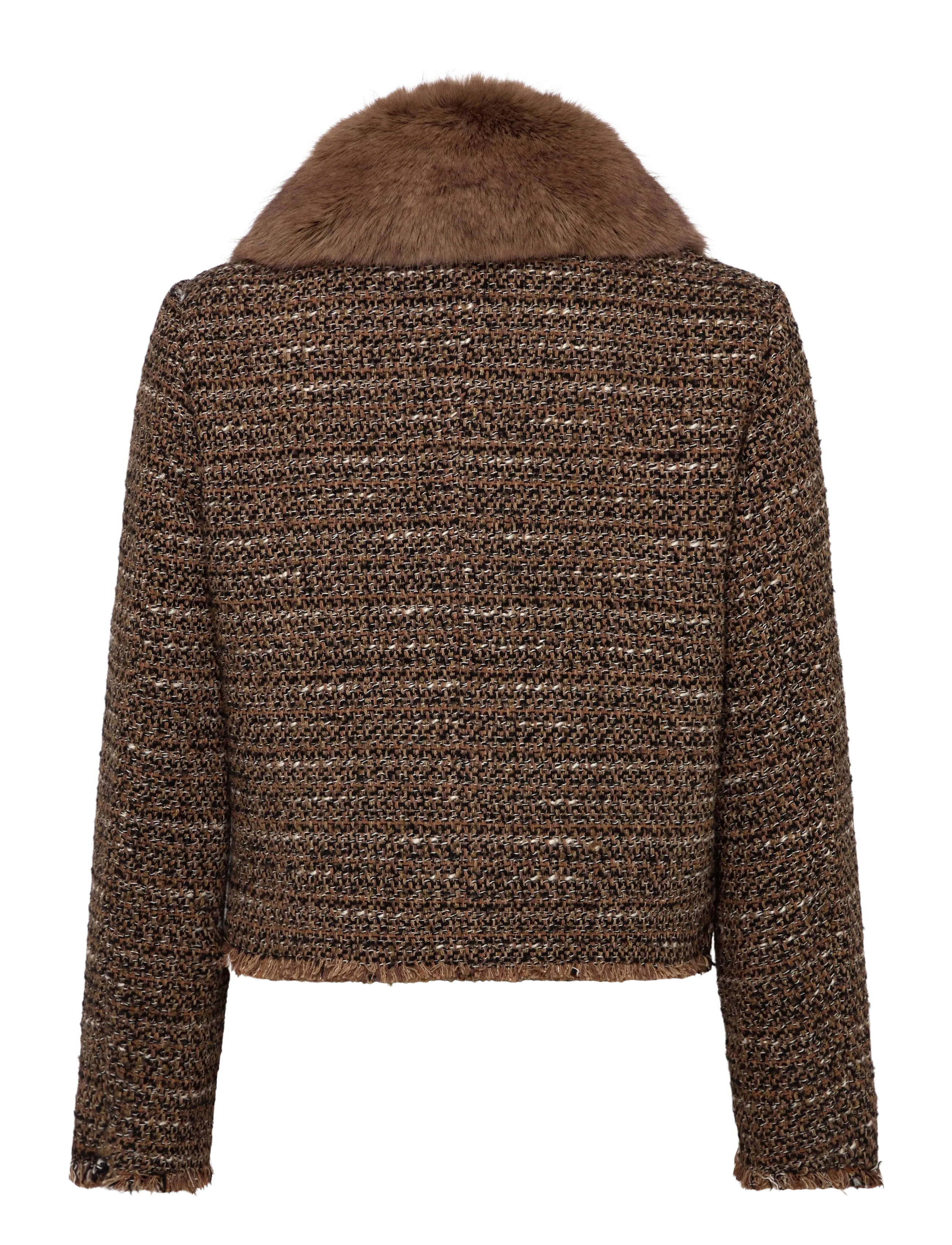 Mango - Tweed jacket with fur collar - festmode zu outlet-preisen - brown - 2