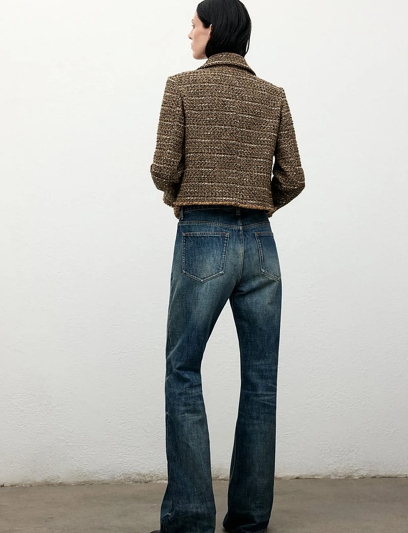 Mango - Tweed jacket with fur collar - enkeltradede blazere - brown - 3