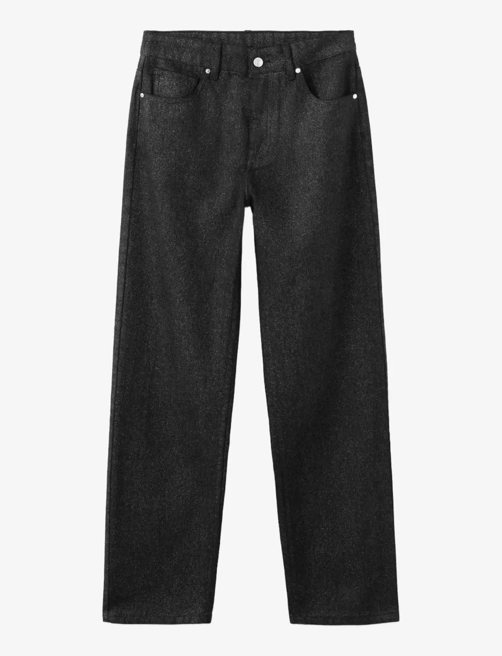 Mango - Shiny straight-leg jeans - hosen mit weitem bein - black - 1
