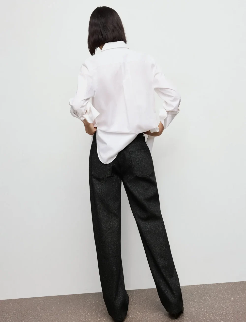 Mango - Shiny straight-leg jeans - hosen mit weitem bein - black - 2