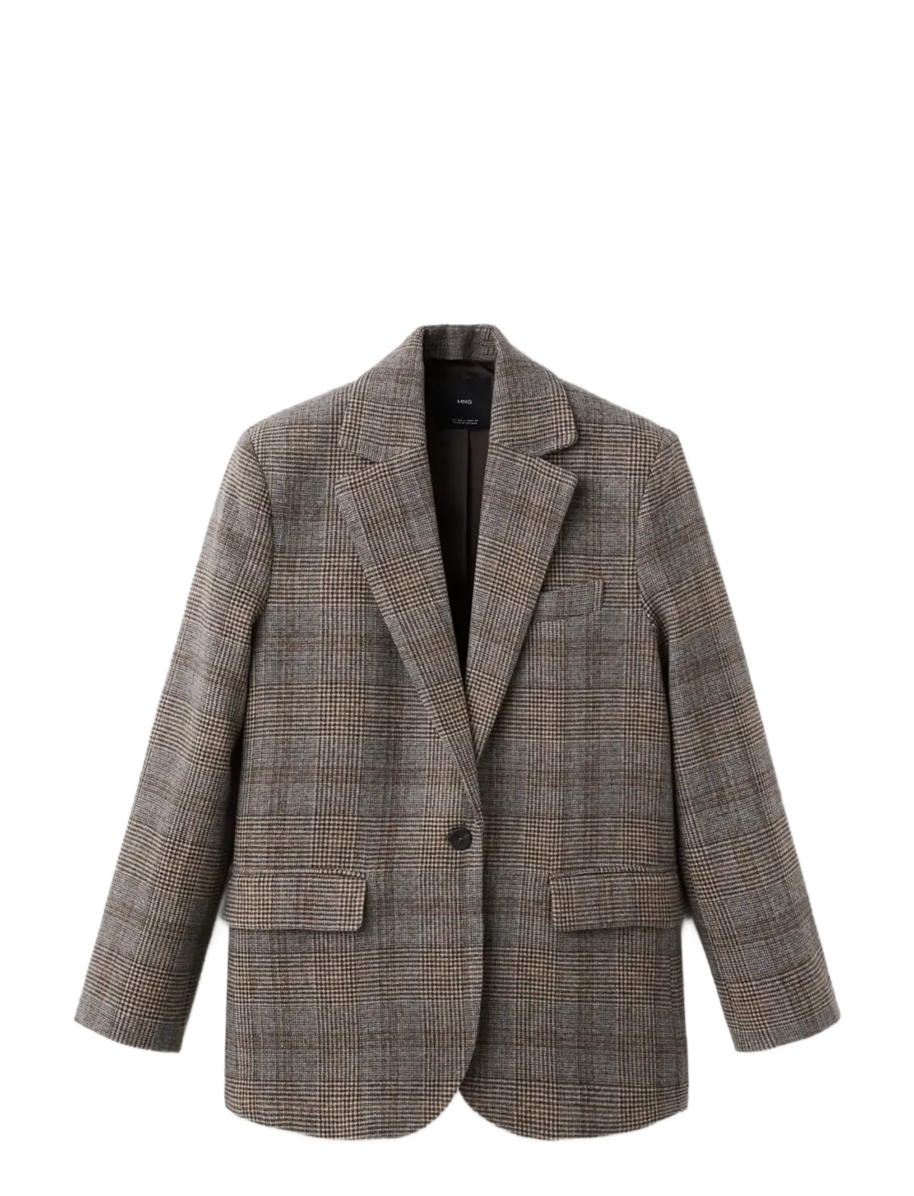 Wool check blazer - BROWN