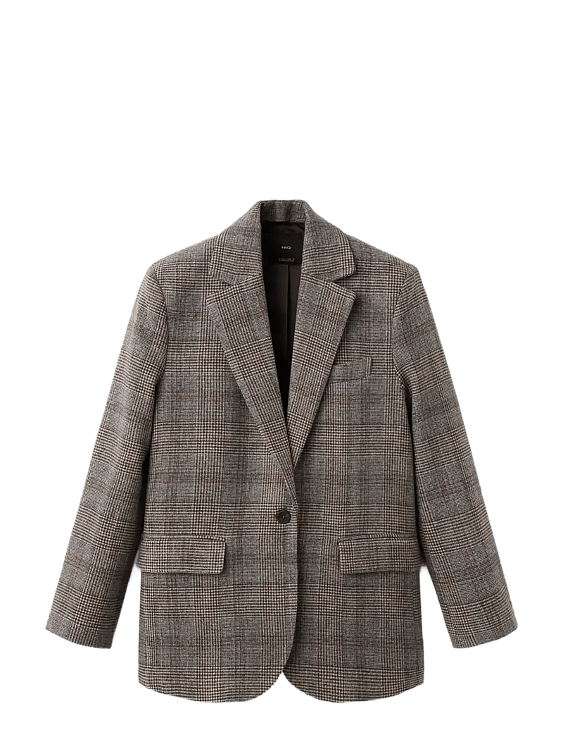 Mango - Wool check blazer - enkelknäppta kavajer - brown - 1