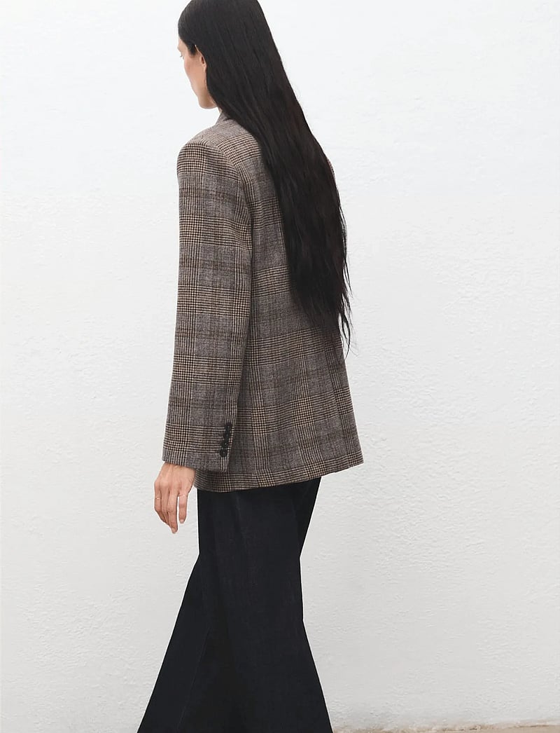 Mango - Wool check blazer - enkelknäppta kavajer - brown - 2