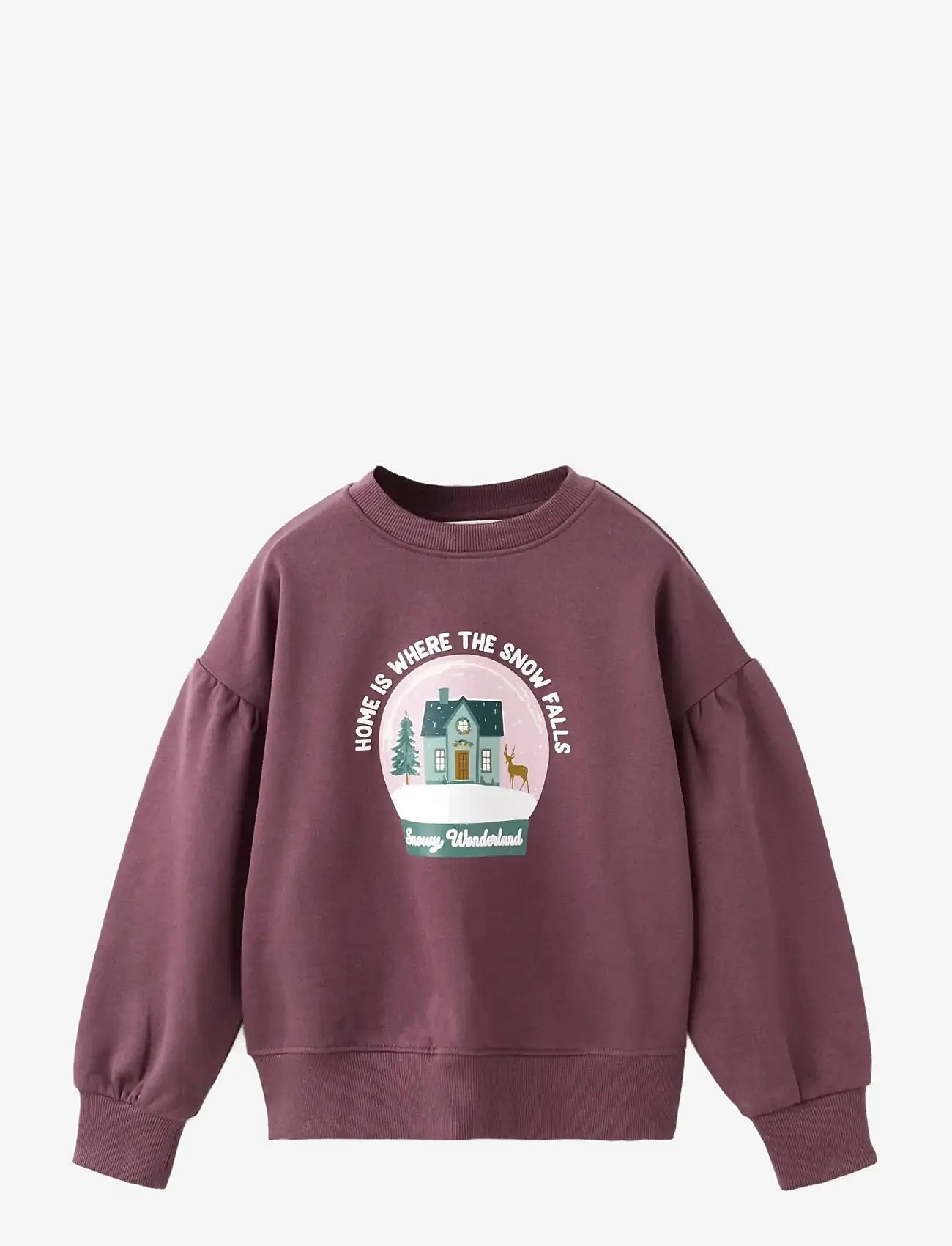 Mango - Printed cotton sweatshirt - sweatshirts - dark red - 1