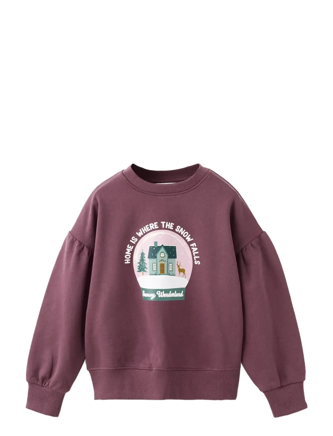 Mango Printed cotton sweatshirt - Sweatshirts & Huvtröjor - DARK RED / burgundy