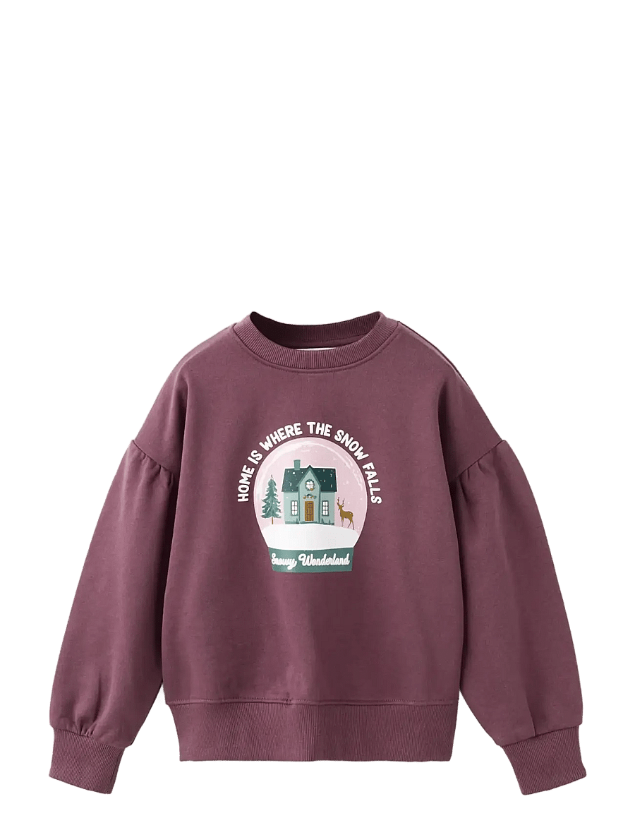 Mango - Printed cotton sweatshirt - sweatshirts - dark red - 1
