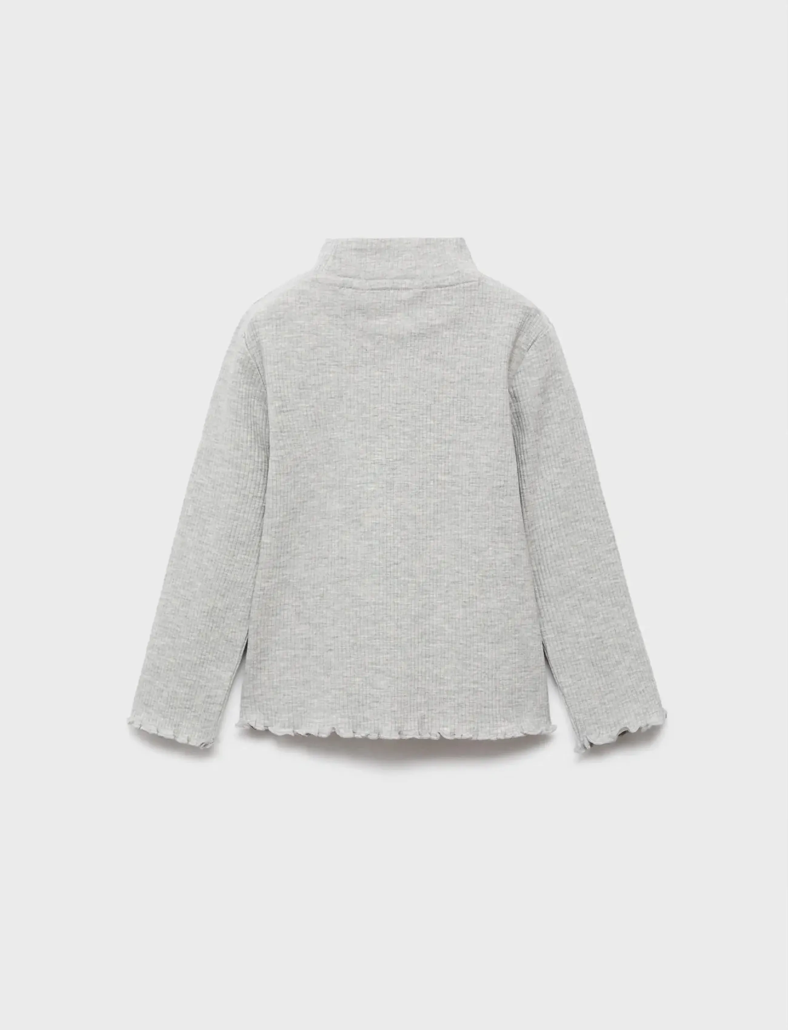 Mango - Ribbed high neck t-shirt - t-shirts - lt pastel grey - 3