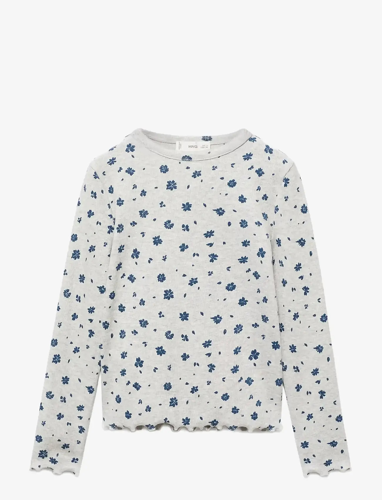 Mango - Floral-print t-shirt - langærmede t-shirts - lt pastel grey - 0
