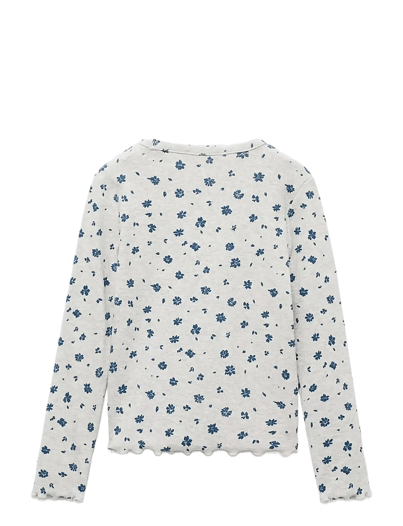 Mango - Floral-print t-shirt - langærmede t-shirts - lt pastel grey - 1