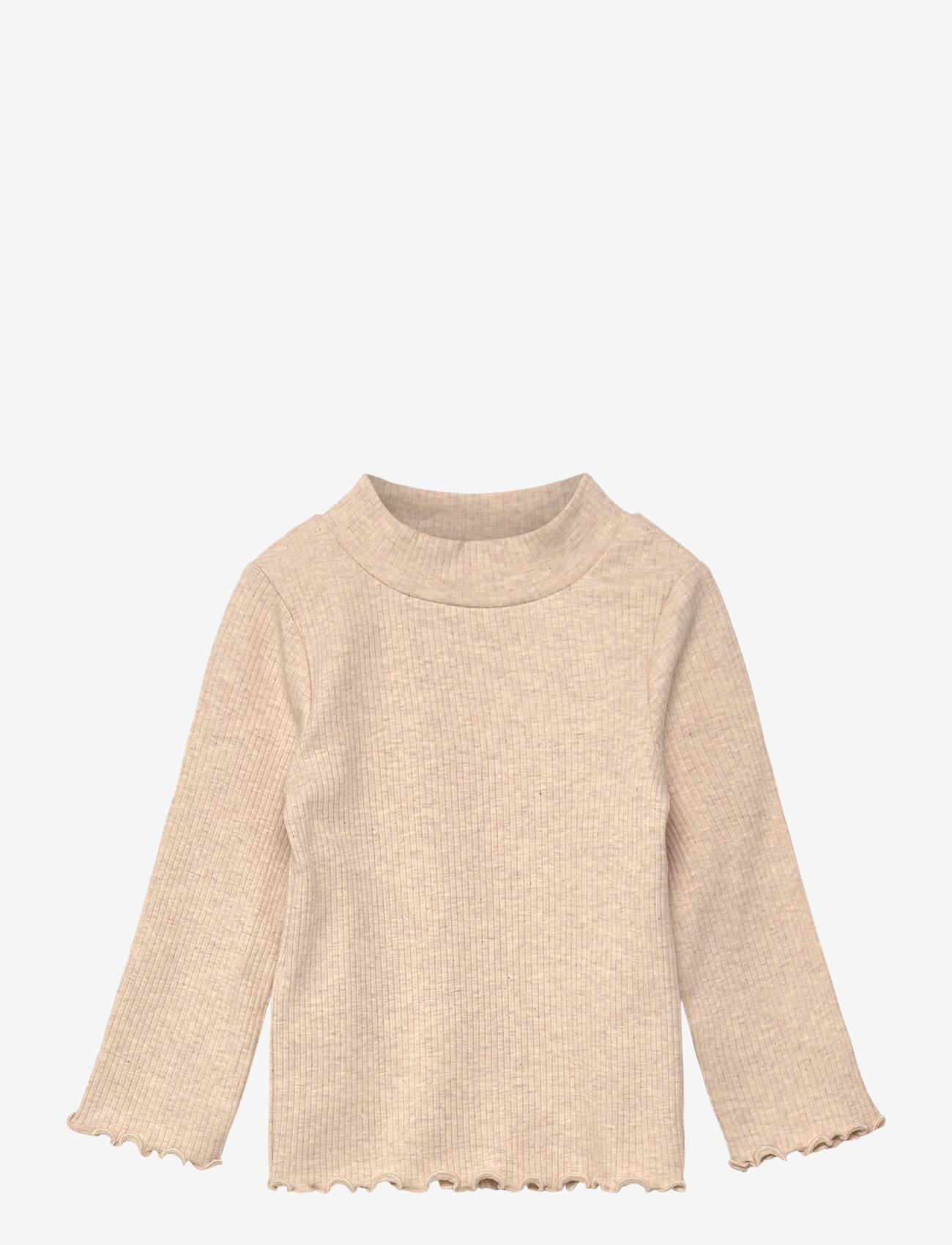 Mango - Ribbed high neck t-shirt - langærmede t-shirts - lt pastel brown - 0