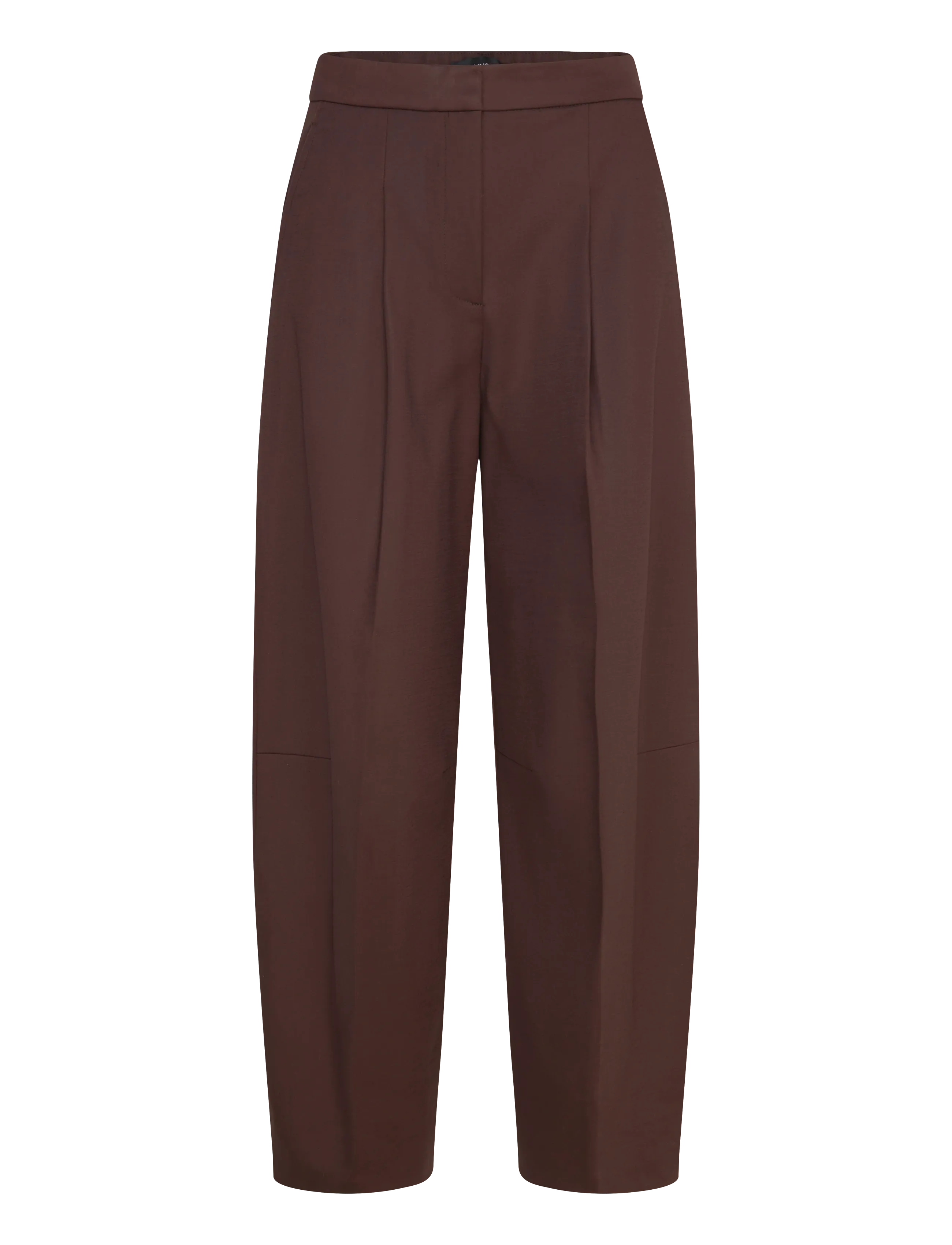 Pleated wide leg trousers - DARK BROWN