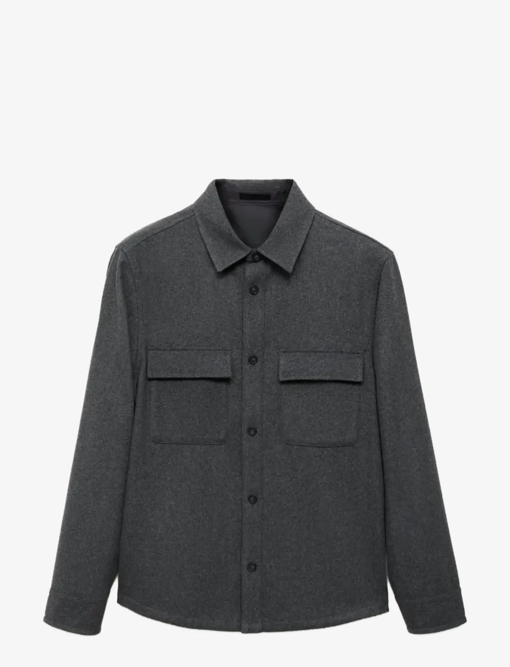 Mango - Wool overshirt with pockets - kollektioner - grey - 1