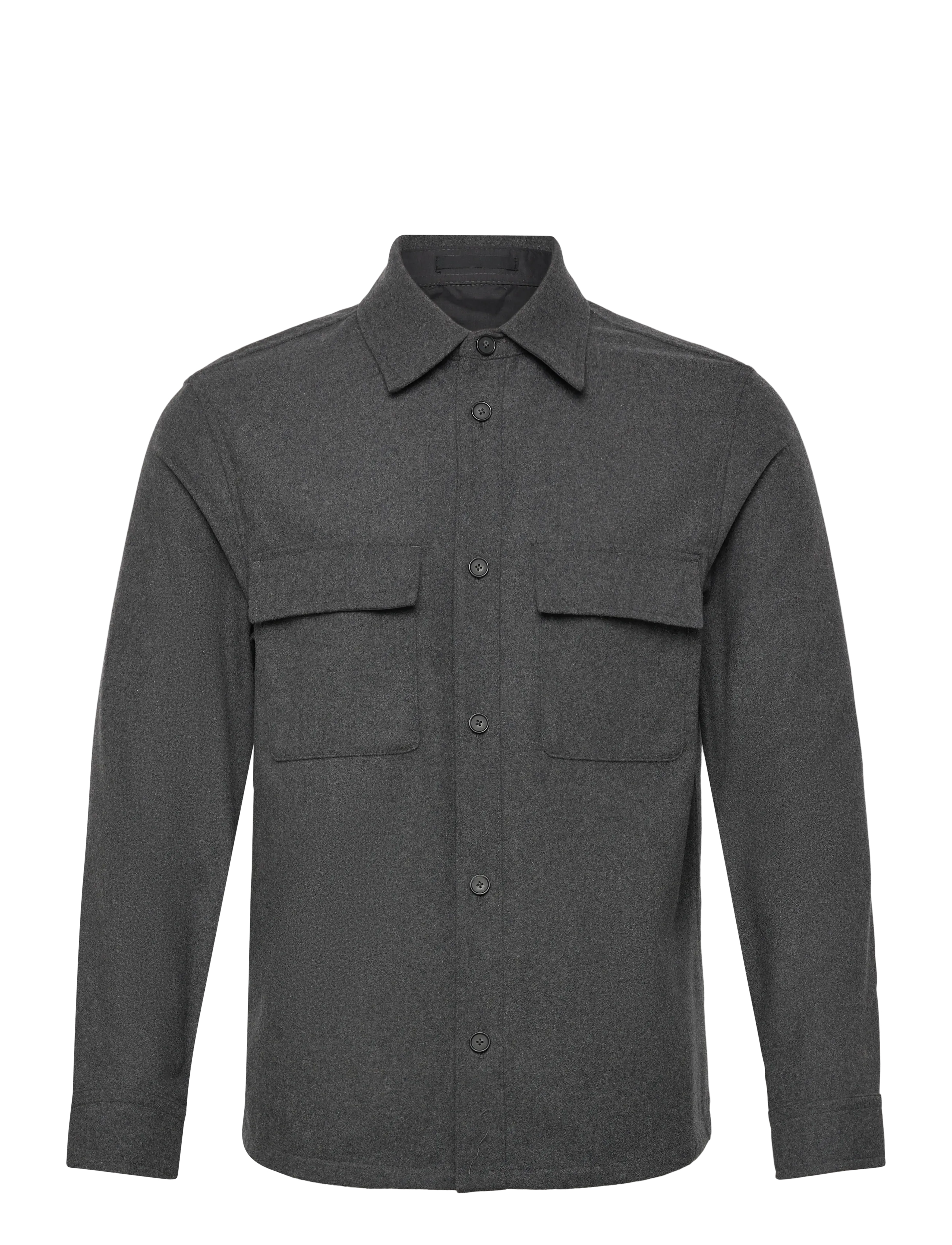 Mango Wool overshirt with pockets - Overshirts - GREY / grey