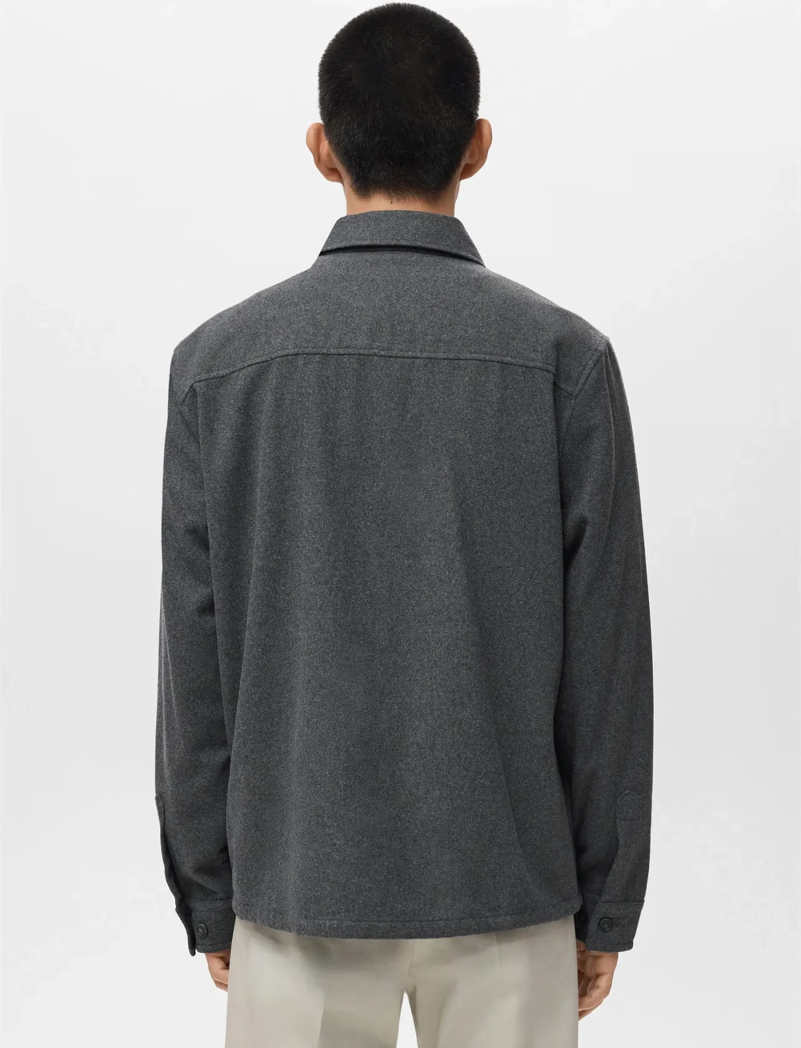 Mango - Wool overshirt with pockets - mehed - grey - 3