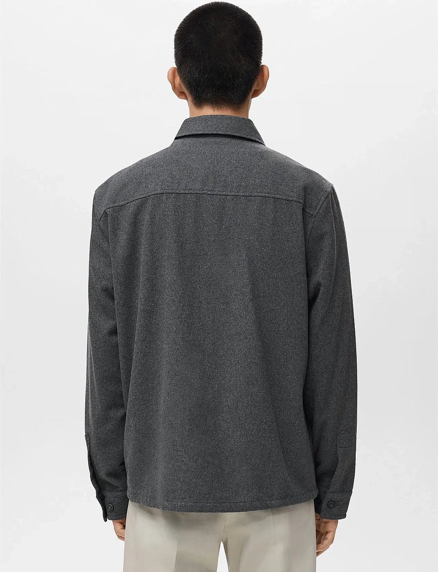 Mango - Wool overshirt with pockets - kollektioner - grey - 3