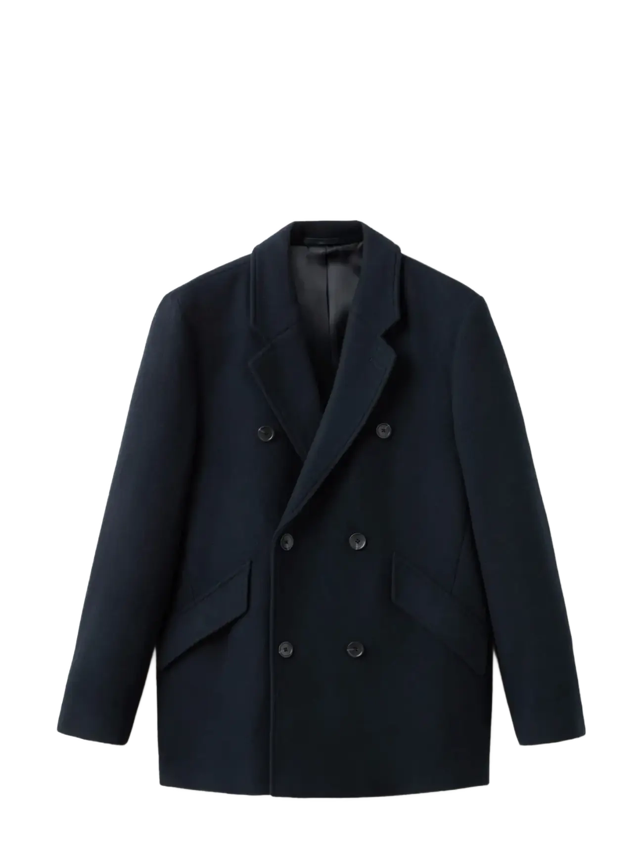 Mango Double-breasted wool-blend coat - Mango - NAVY / navy