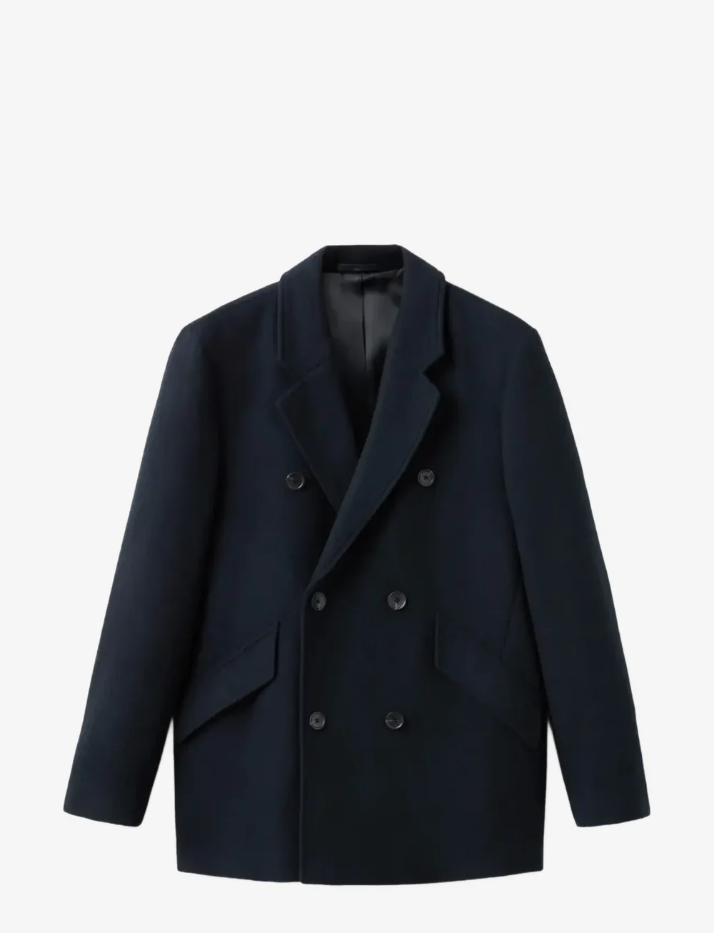 Mango - Double-breasted wool-blend coat - vinterjakker - navy - 1