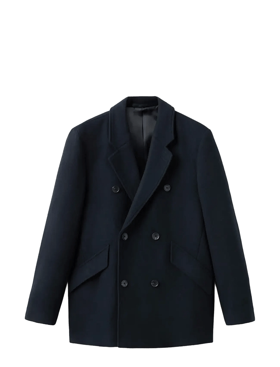 Mango - Double-breasted wool-blend coat - villakangastakit - navy - 1