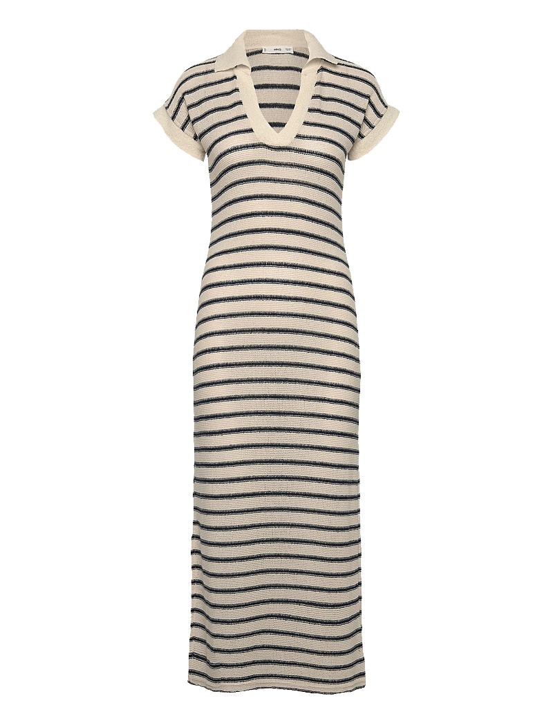 Mango - Long striped knitted dress - midiklänningar - navy - 1