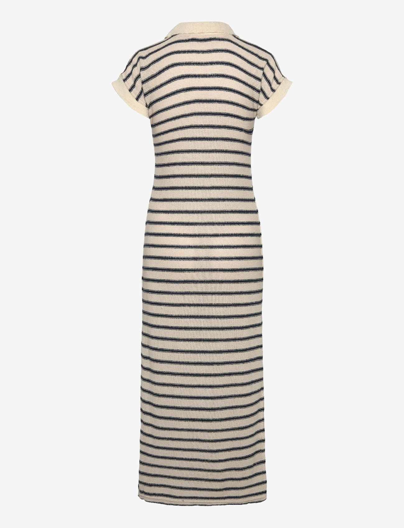 Mango - Long striped knitted dress - midiklänningar - navy - 2