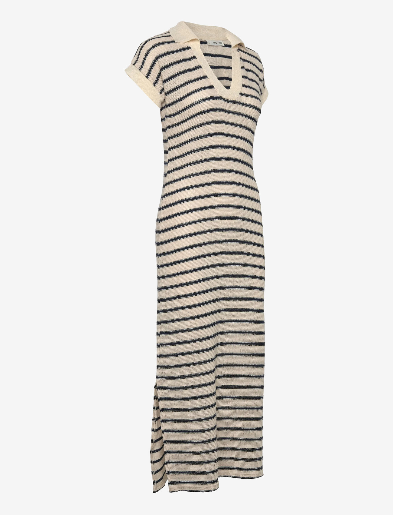 Mango - Long striped knitted dress - midiklänningar - navy - 3