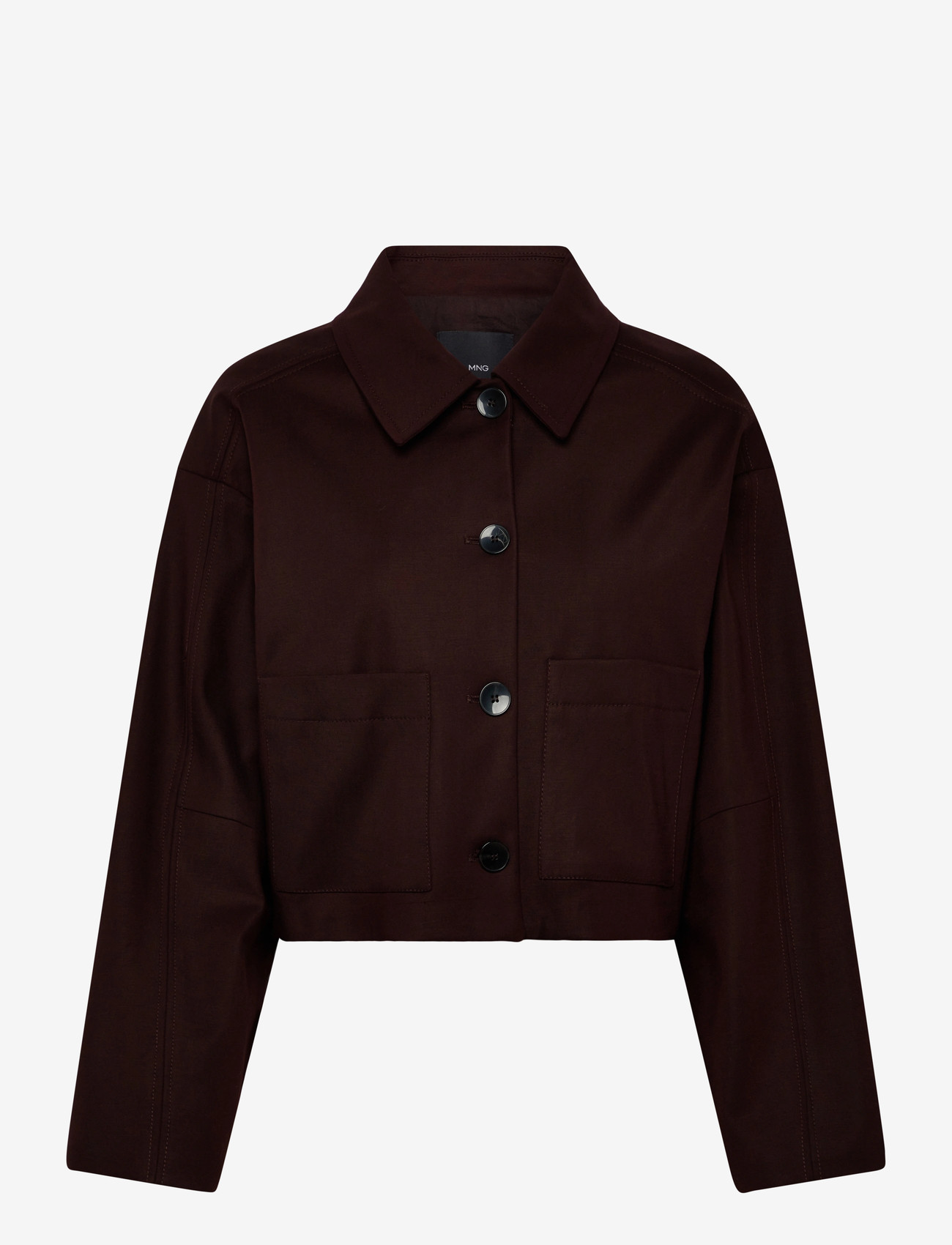 Mango - Cropped jacket with pockets - forårsjakker - dark brown - 0