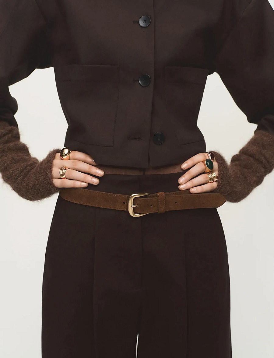 Mango - Cropped jacket with pockets - vårjackor - dark brown - 0
