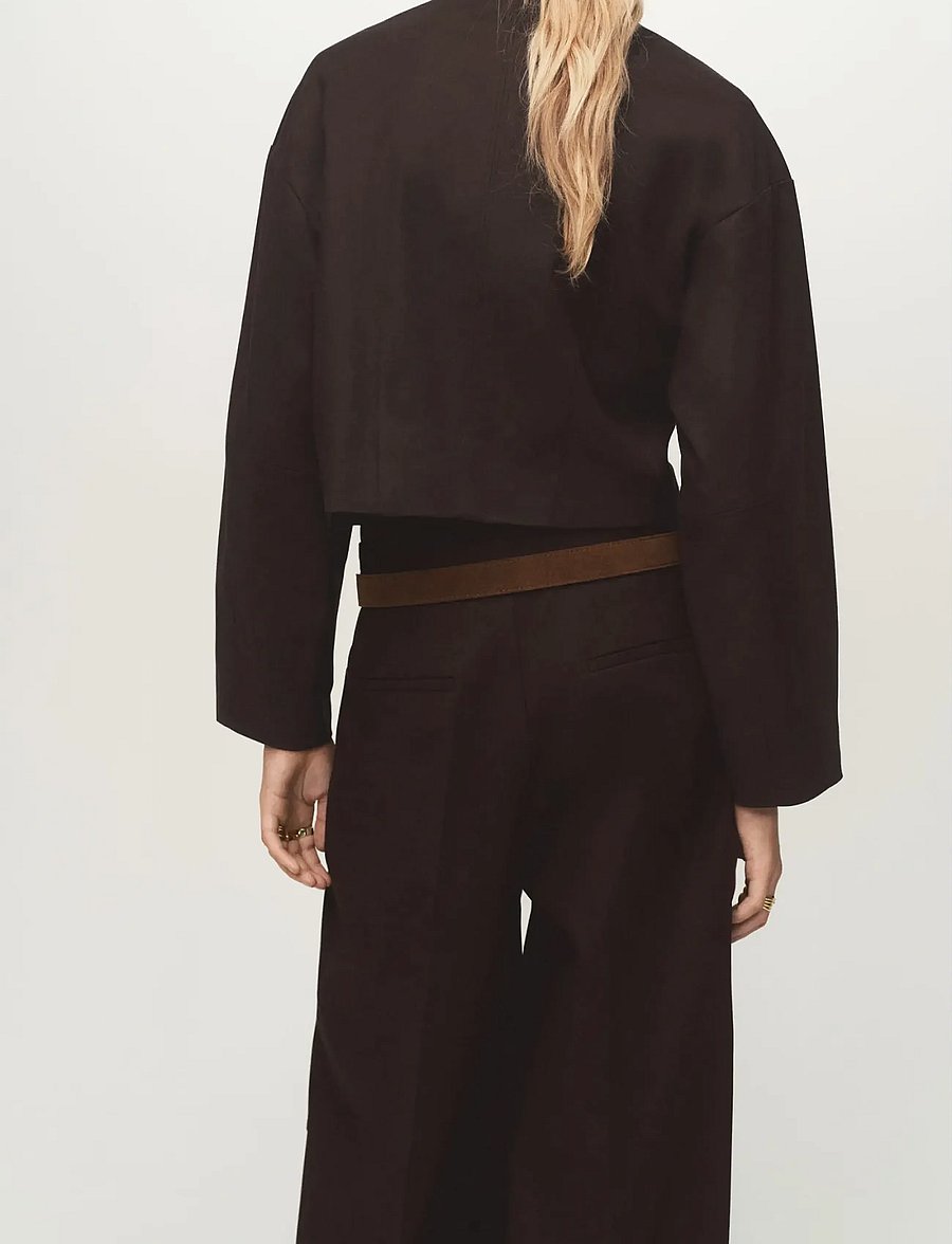 Mango - Cropped jacket with pockets - vårjackor - dark brown - 3