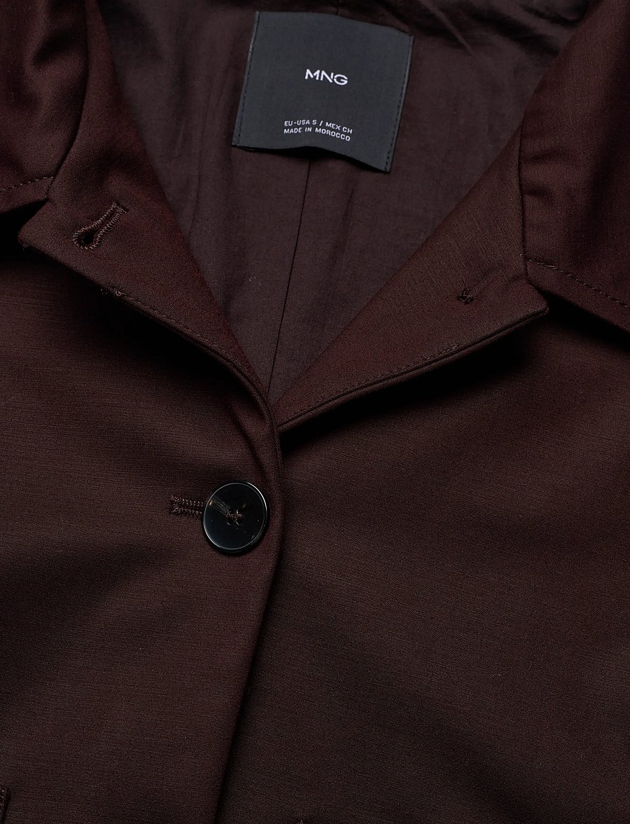 Mango - Cropped jacket with pockets - vårjackor - dark brown - 4