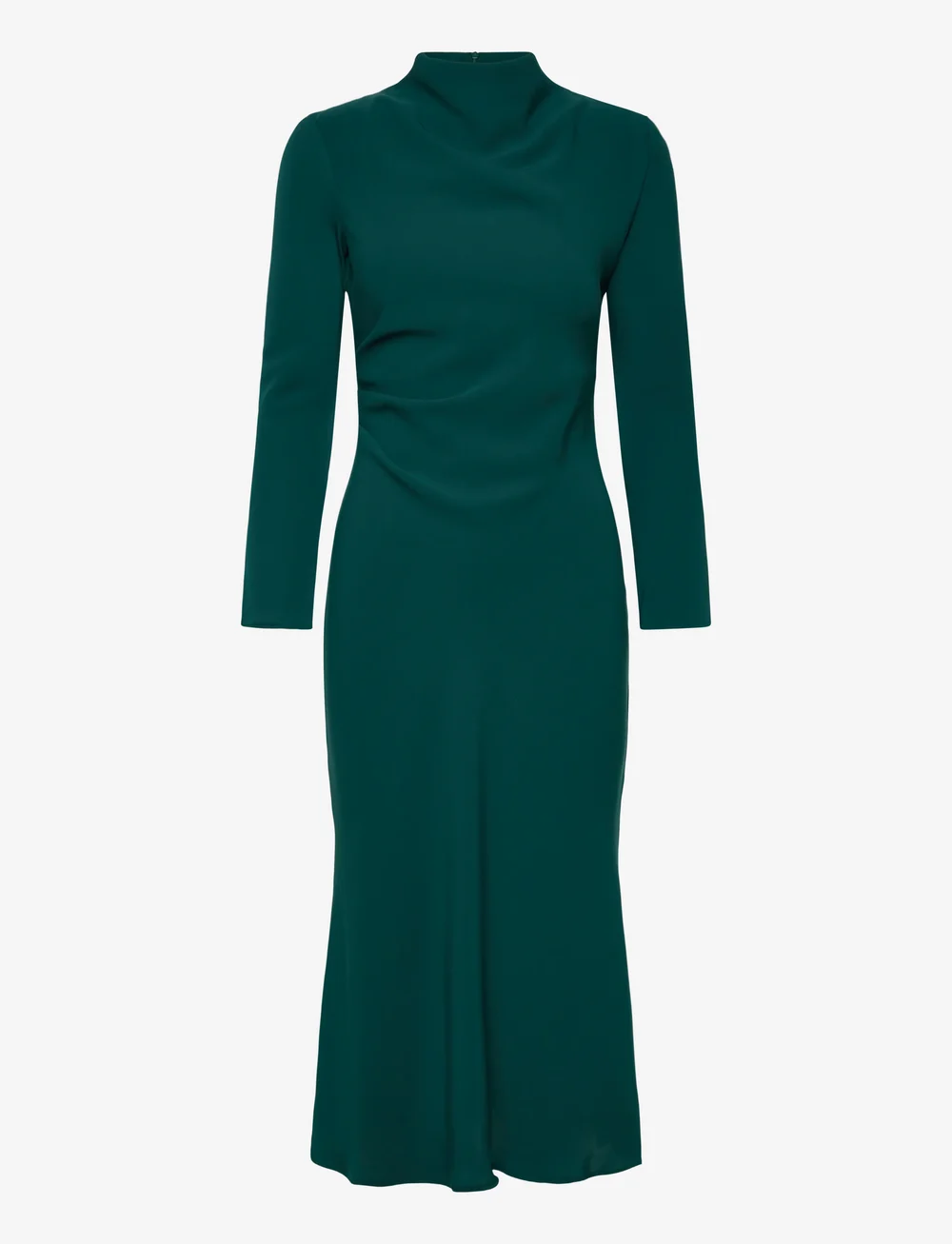 Mango - Ruched dress with draped neckline - midikleider - green - 0