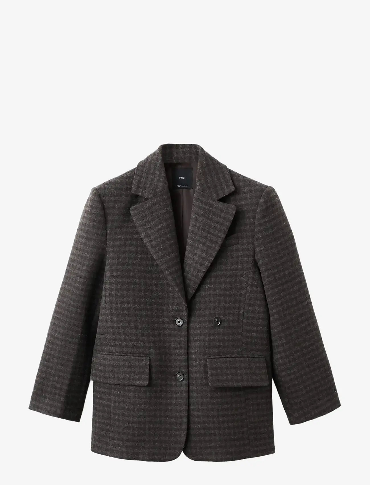 Mango - Micro houndstooth wool blazer - brown - 1