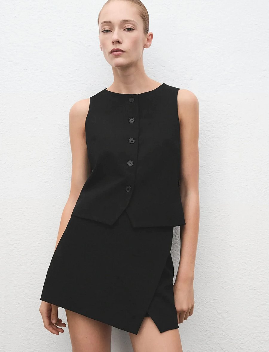 Mango - Suit waistcoat with buttons - veste - black - 0