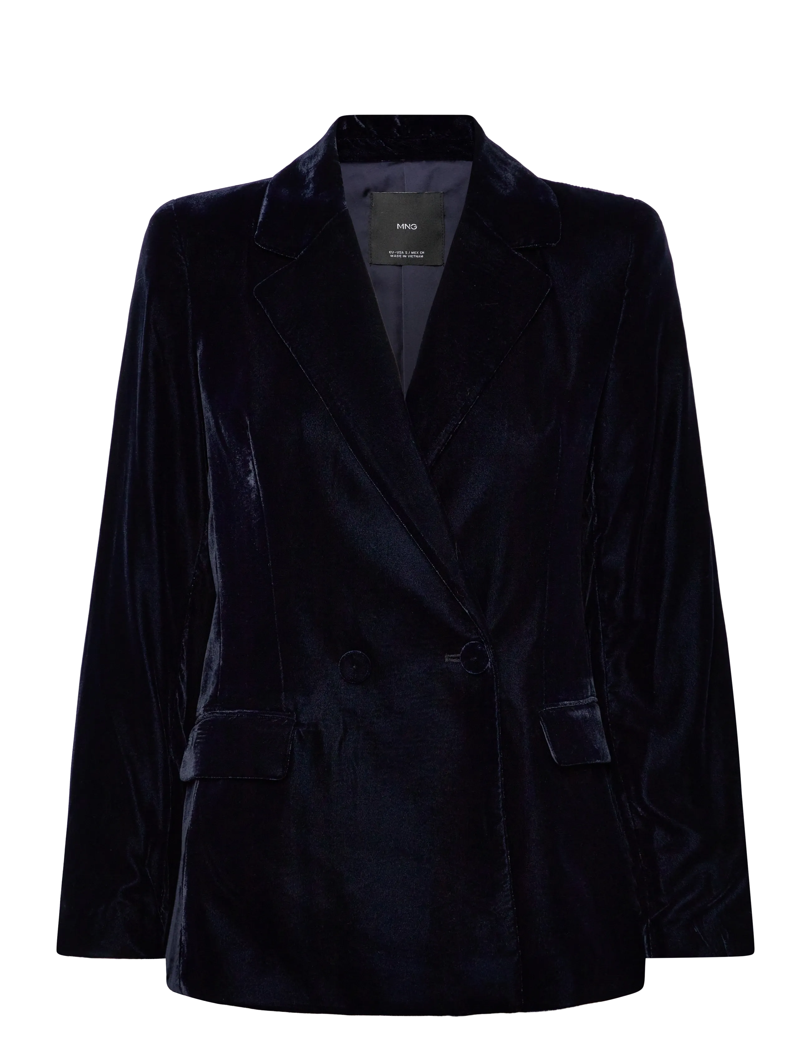 Double-breasted velvet jacket - NAVY