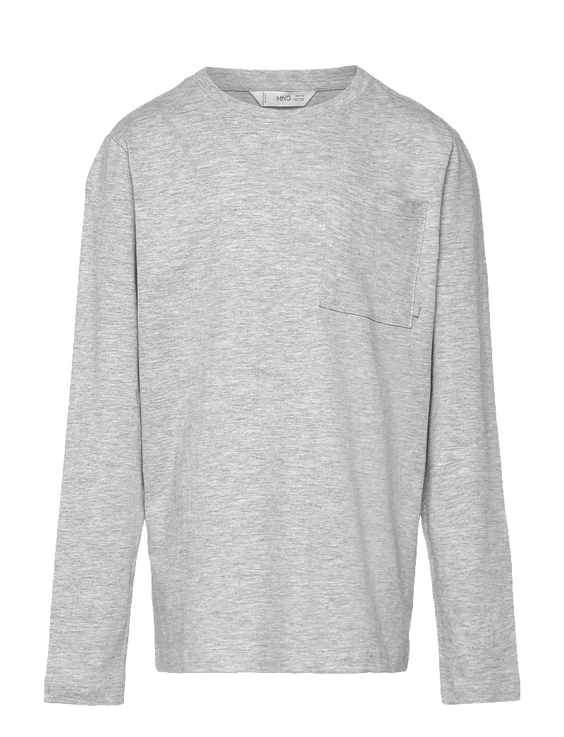 Mango - Long-sleeved t-shirt with pocket - langærmede t-shirts - medium grey - 1
