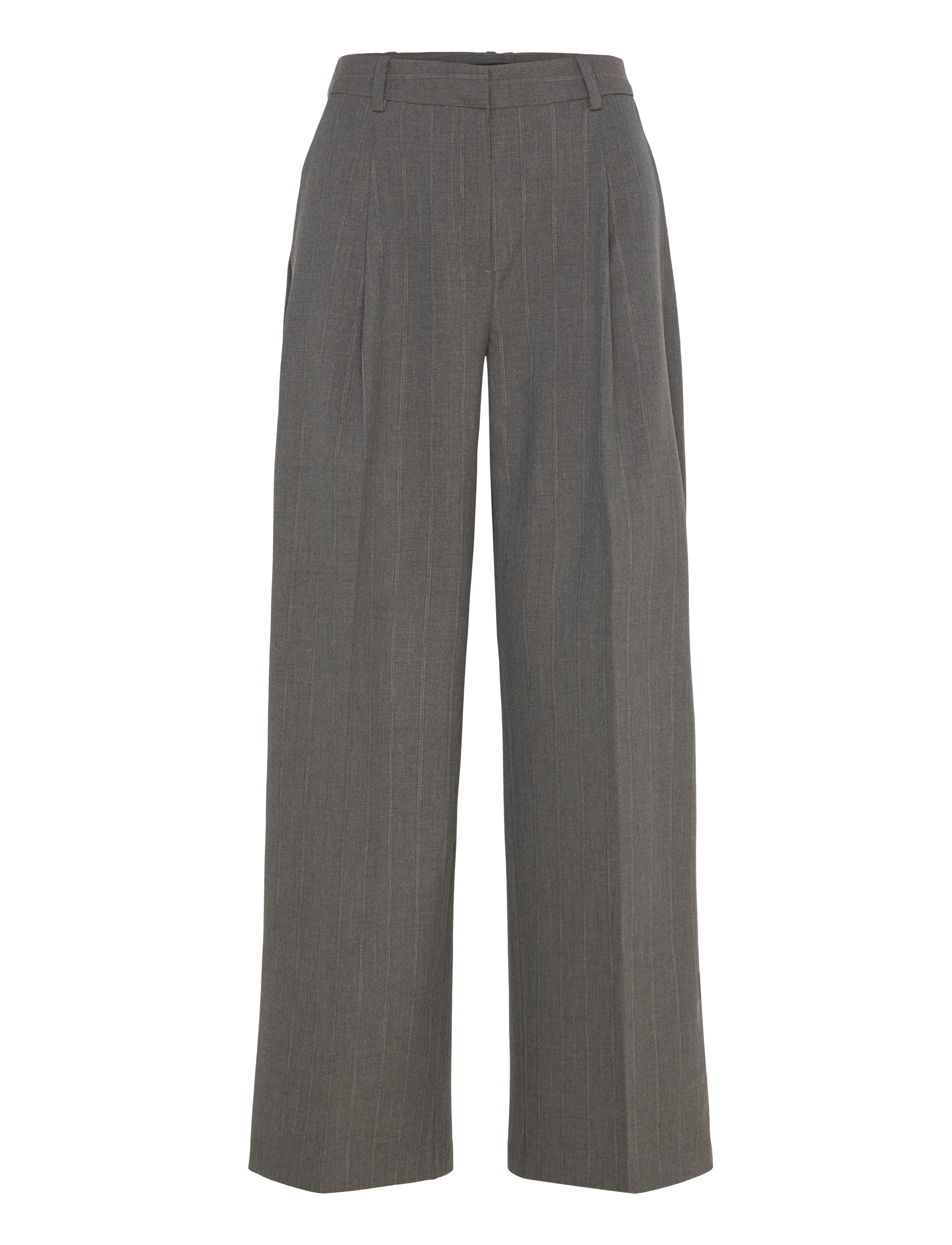 Mango Pleated wide leg trousers - Broeken - GREY / grey