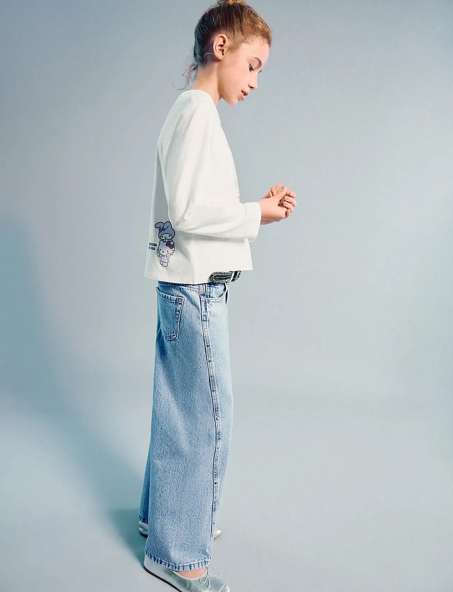 Mango - Wide leg studded jeans - brede jeans - open blue - 0