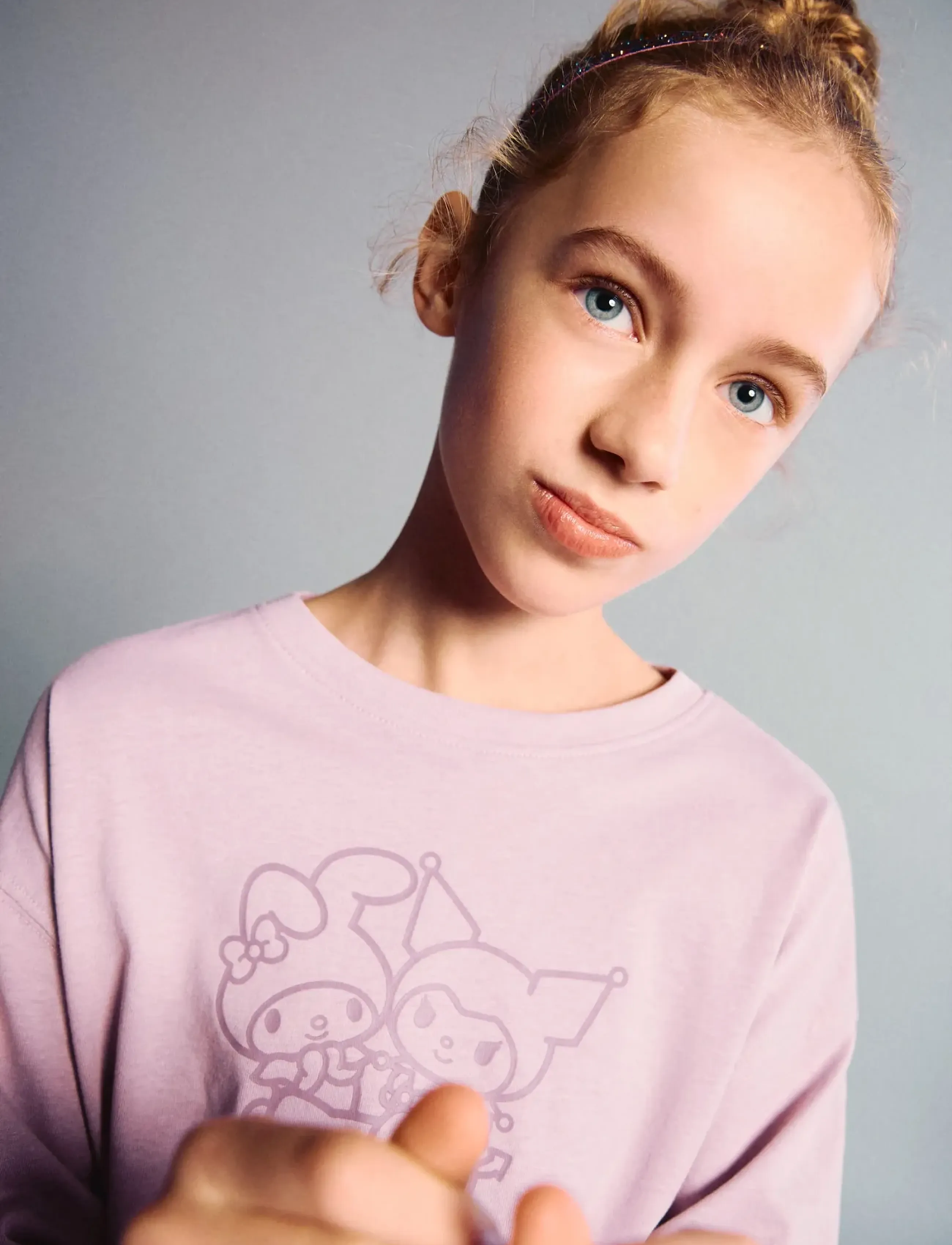 Mango Hello Kitty T-Shirt, Børn, Langærmet T-shirt, Pink, Str: 11-12