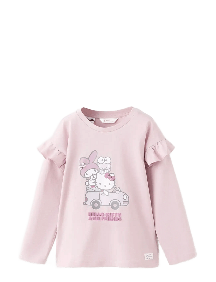 Mango - Hello Kitty ruffled t-shirt - langærmede t-shirts - pink - 1