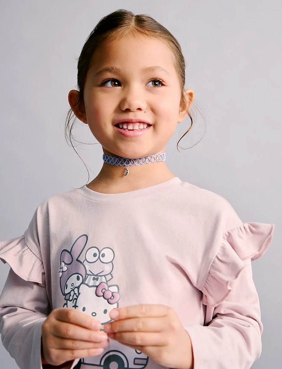 Mango - Hello Kitty ruffled t-shirt - langærmede t-shirts - pink - 0