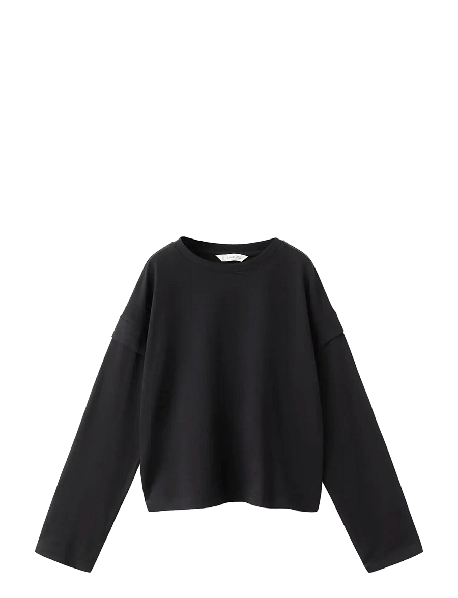 Mango - Sleeve detail t-shirt - langärmelig - black - 0