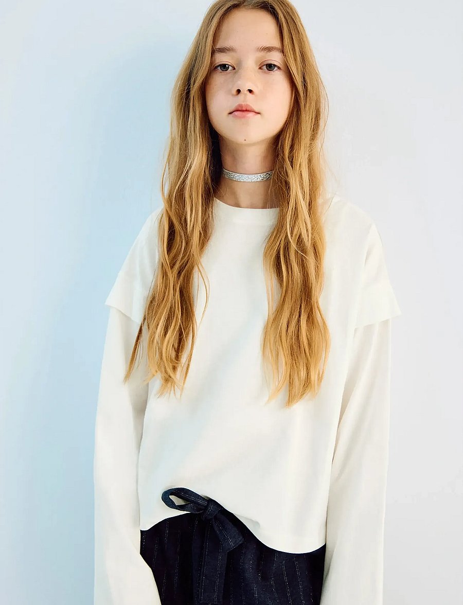Mango - Sleeve detail t-shirt - langærmede t-shirts - natural white - 0